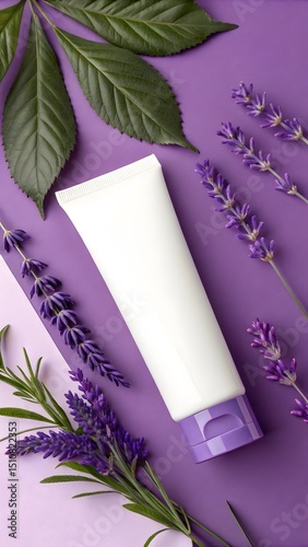 Lavender soap gift with flowers ribbon and paper for celebration or holiday