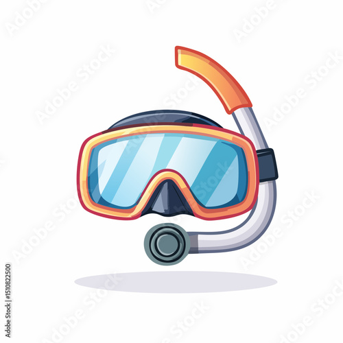 Orange And Blue Diving Mask And Snorkel Illustration