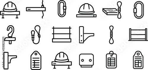 Construction safety equipment icons for industrial design and planning