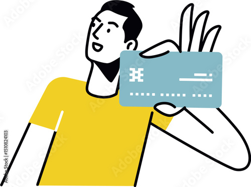 Man holding credit card vector illustration for online payment finance banking shopping and business 100 vector art illustration