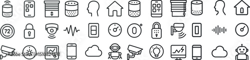 Smart home and security icon set for technology and automation designs