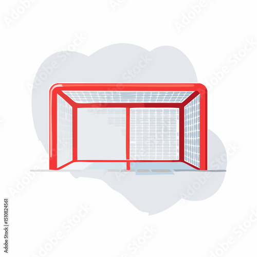 Red Soccer Goal Net on White Background