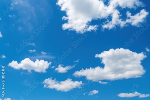 晴れた日の青空に浮かぶ白い雲の背景素材