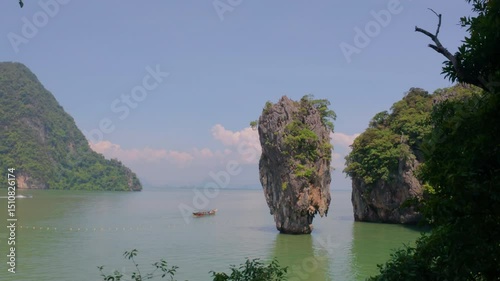 Tropical islands view at James bond island (Khao Tapu) with ocean blue sea water, Phang Nga Thailand nature landscape
