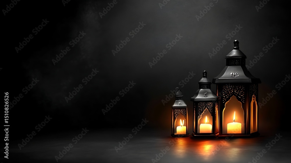 Fototapeta premium Dark Scene with Lanterns