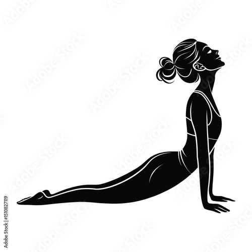 Yoga Woman Silhouette in Cobra Pose Vector