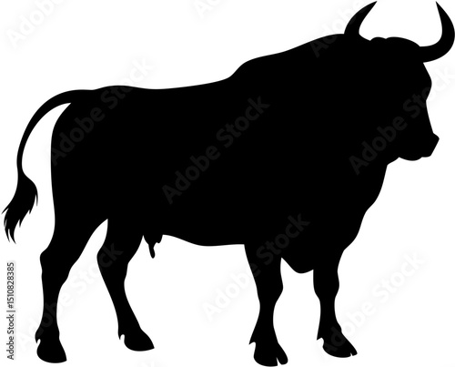 Black Bull Silhouette Graphic Standing Still