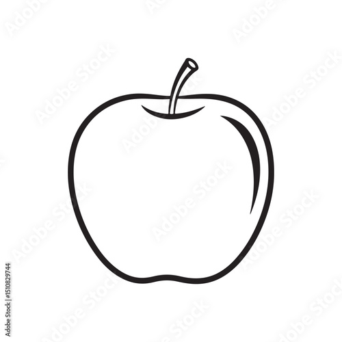 A simple black-and-white vector illustration of an apple.