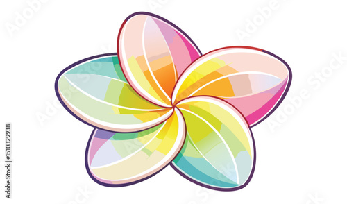 Colorful abstract plumeria flower illustration