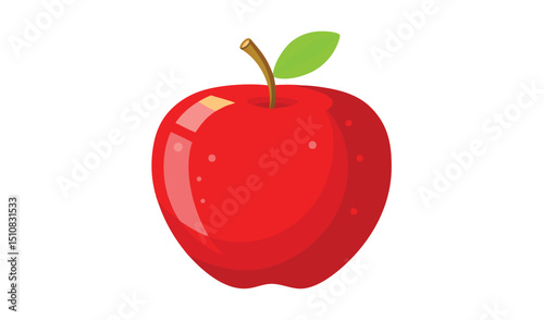 Single red apple with leaf illustration