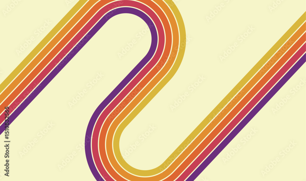 70s retro lines background. Vintage colourful stripes banner, backdrop and wallpaper vector.retro vintage 70s style stripes background poster lines