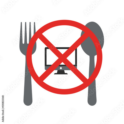 Icon indicating no eating while using electronic devices  