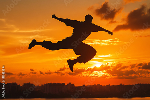 Wallpaper Mural Silhouette of a man mid-air Torontodigital.ca