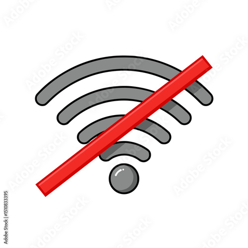 WiFi signal icon with crossed line indicating no connection