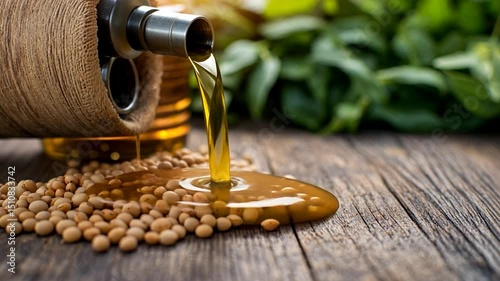 Soybean oil extraction still life natural food ingredient and agriculture