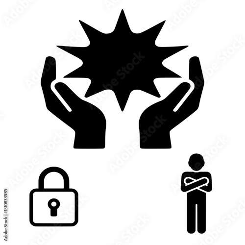 Self-Restraint & Willpower Discipline Vector Icon Set