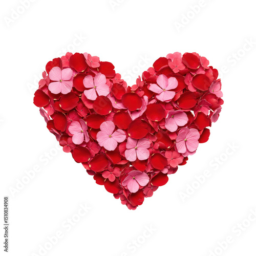 Heart made of flower petals isolated on transparent background