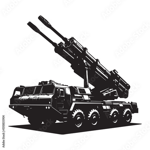 Mobile Missile Launcher Truck – Army Defense System Silhouette Art
