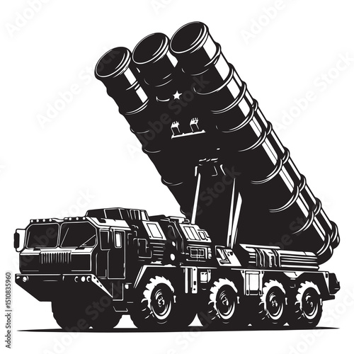 anti-aircraft missile system s-400. war and army symbol. isolated vector image for military infographics and web design