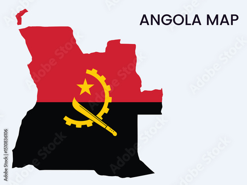 Map of Angola, Angola Map Vector Illustration.	