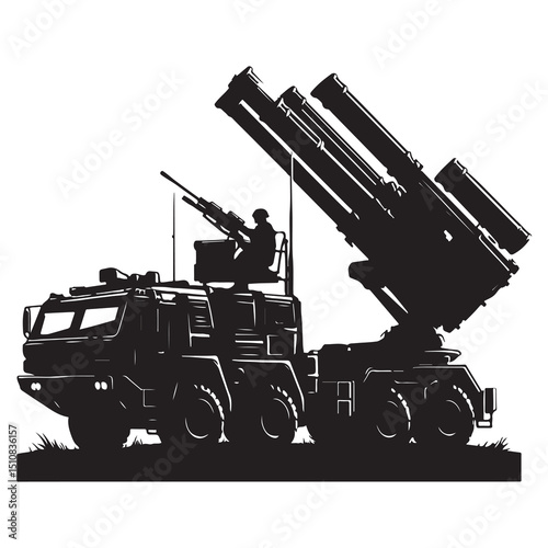 Mobile Missile Launcher Truck – Army Defense System Silhouette Art
