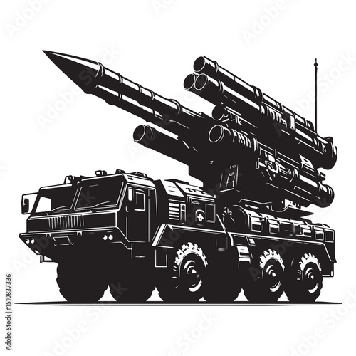 Mobile Missile Launcher Truck – Army Defense System Silhouette Art