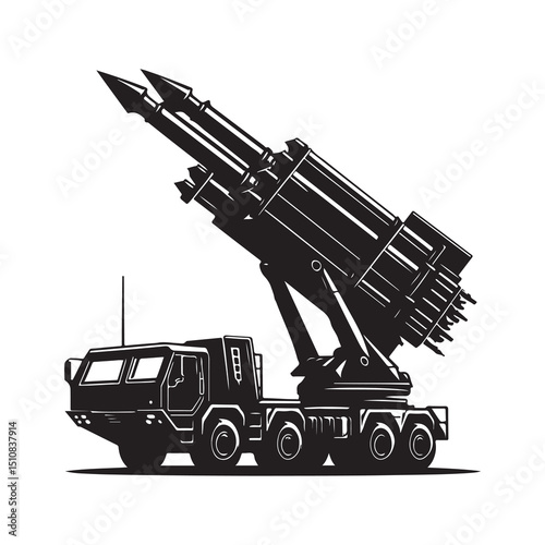Mobile Missile Launcher Truck – Army Defense System Silhouette Art