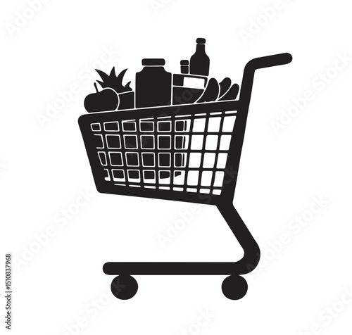 Grocery Shopping Cart Fresh Produce, Pantry Staples, and More
