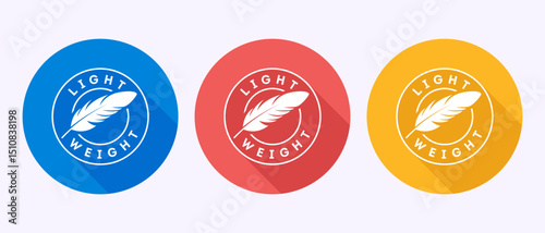 Light weight icon design illustration. Feather icon, Light weight label sign symbol in shadow button design