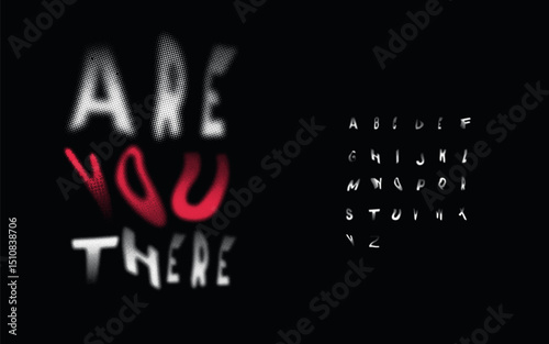 Distorted Halftone Display Font with Glitch Effect and Experimental Typography
