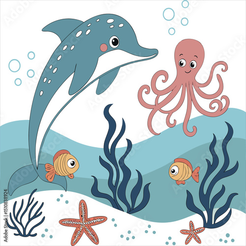 cartoon sea animals