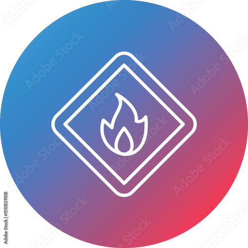 Flammable Line Gradient Circle Background Icon