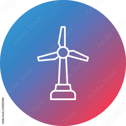 Wind Power Line Gradient Circle Background Icon