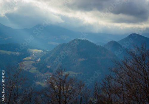 Clouds over the mountains, Golica hill, Selca, Selška dolina, Gorenjska, Slovenia