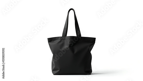 Black tote bag on white background