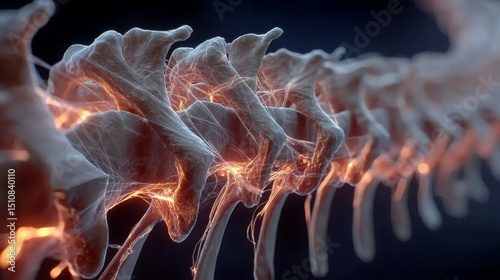 a close-up of a spine, with gaps between each segment of the spine