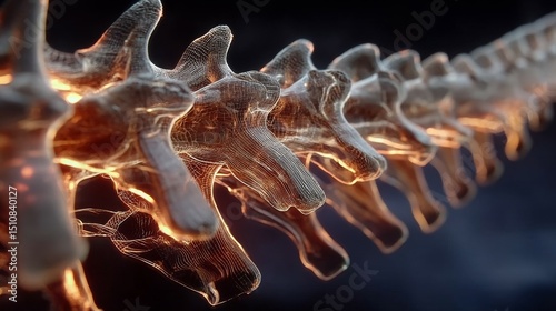 a close-up of a spine, with gaps between each segment of the spine