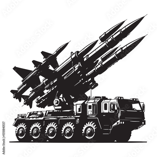 Mobile Missile Launcher Truck – Army Defense System Silhouette Art