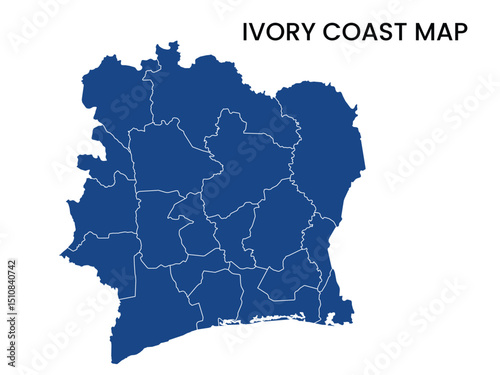 Map of Ivory Coast, Ivory Coast Map Vector Illustration.	
