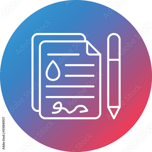 Oil Contract Line Gradient Circle Background Icon