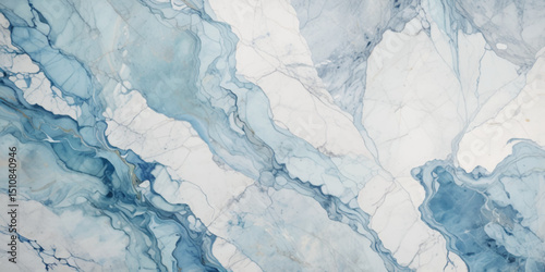 Beautiful abstract blue and white marble luxurious wall grunge background. Blue marble stone wall texture.	