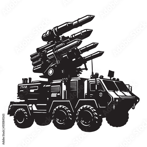 Mobile Missile Launcher Truck – Army Defense System Silhouette Art