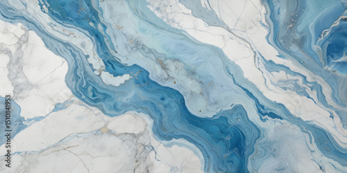 Blue and white waves skin wall luxurious art ideas. Blue wave liquid marble texture. Beautiful abstract grunge decorative light blue stone wall texture background.	
