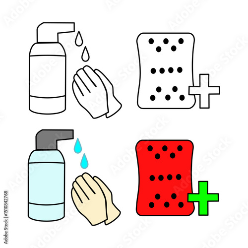 Liquid soap and bar soap vector, perfect for skincare, hygiene ads, cleaning products, beauty packaging, handwashing campaigns, and cosmetic design. Editable, detailed, high-quality vector.