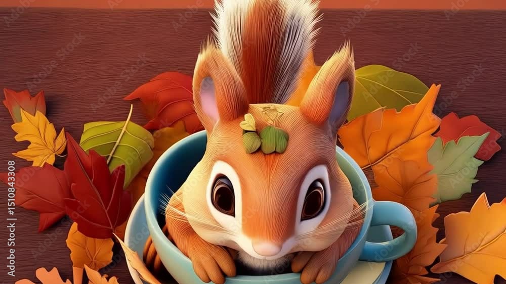 niedliches Eichhörnchen in einer Kaffeetasse