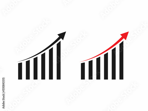 bar chart with red arrow