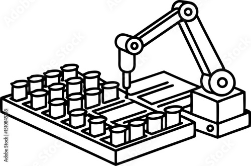 Industrial robotic arm assembling components on automated conveyor modern manufacturing, ai automation technology