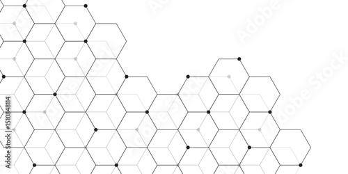 Molecular structure abstract tech background. Geometric white background. Vector banner design with hexagons. Science network pattern, connecting lines and dots Medical background, Vector illustration