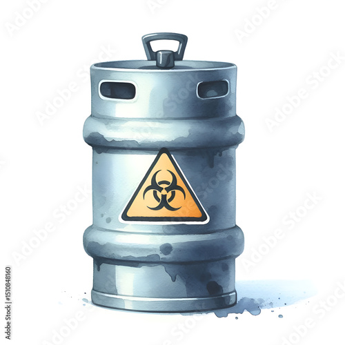 A barrel of hazardous waste. Radiation hazard. Toxic iron keg. Danger sign
