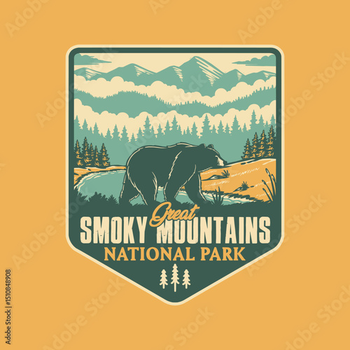 Vintage Great Smoky Mountains National Park badge design	